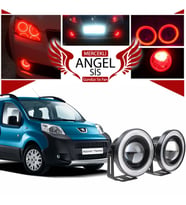 Peugeot Bipper Uyumlu, Universal Mercekli Led Angel Sis Farı, 76mm Kırmızı Renk