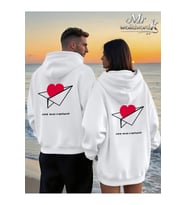 Love From A Distance Sevgili Kombini Hoodie – Unisex Oversize Kapüşonlu Sweatshirt 2’li Set (Beyaz)