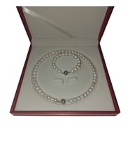 Doğal Inci Kolye Bileklik Set, Mıknatıs Kapamalı (Bej)