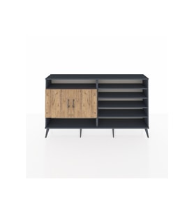 Arges Konsol 7 Raflı 2 Kapaklı 176x30x99 Antrasit-Çam/Antrasit