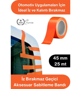 #SabitlemeBandı İz Bırakmaz Turuncu Geçici Aksesuar Sabitleme Bandı 45mm x 25m Oto Cam Montaj Spoile