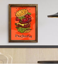 BK Gift Cafe & Bar & Restaurant Konseptli Doğal Masif Ahşap Çerçeveli Tablo 45x65cm-67