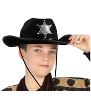 Çocuk Kovboy Şapkası Sheriff Şapkası Siyah Renk