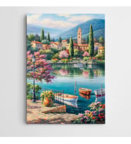 Göl Evler Ve Manzara Kanvas Tablo