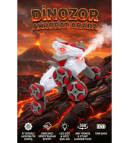 Uzaktan Kumandalı Buhar Püskürten Işıklı 8 Tekerlekli Akrobat Dinozor Araba Drift Yapan Çılgın Dino