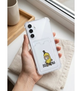 Samsung Galaxy A56 Boş Yapma Muz Detaylı Kart Bölmeli Şeffaf Telefon Kılıfı - ETC9157-5991