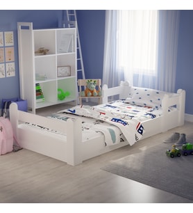 Tuliplife Montessori Karyola Beyaz 90x190 Yatak Uyumlu Oval Kesim Çocuk Yatağı-Tlp-207