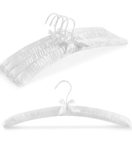 HANGER Kadın Giysileri için Dolgulu Askılar, 43,18 cm Saten Askılar 5'li Paket Kalın Köpük Dolgulu Kazak, Kaban, Bluz, Elbiseler için Omuz Darbesi Yok-Beyaz, CT18W