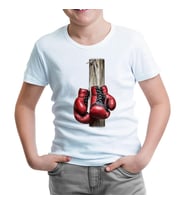 Boks Eldivenleri Beyaz Çocuk Tshirt