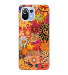 Xiaomi Mi 11 Lite Uyumlu Vintage Kolaj Desenli Şeffaf Telefon Kılıfı