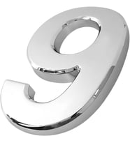 Yapışkanlı Kapı Numarası Küçük Boy 50 mm 5 cm Numara 9 Rakam Dokuz Sayı Krom Renk Numaralar 1 Adet