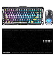Gravastar K1 Lite Mekanik Gaming Klavye, M2 Kablosuz Optik Mouse ve Mousepad Oyuncu Seti, Transparent Black