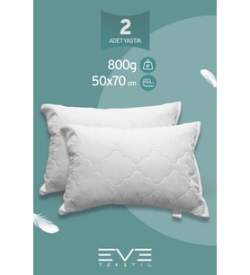 2 Adet Diamant Plus Kılıflı Fermuarlı Yıkanabilir Antialerjik Silikon Elyaf Yastık 50x70cm 800 gr