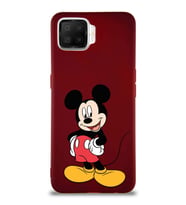 Oppo A73 Soft Premier Kapak Mickey Mouse-E Tasarımlı Silikon Kılıf - Mürdüm (Şeffaf)