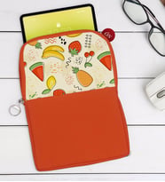 BK Gift Meyveler Tasarımlı Taşınabilir Koruyucu Tablet Kılıfı & Organizer Çanta - Turuncu-2