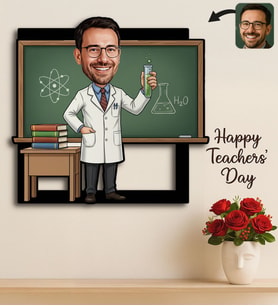 BK Gift Kişiye Özel Erkek Öğretmen Karikatürlü 3D Ahşap Tablo -4, Öğretmene Hediye, Öğretmenler Günü Hediyesi