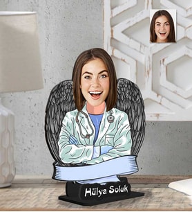 Kişiye Özel 2 Boyutlu Doktor Kadın Ahşap Biblo-10
