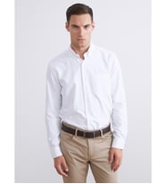 LCWAIKIKI Classic Beyaz Regular Fit Uzun Kollu Armürlü Erkek Gömlek