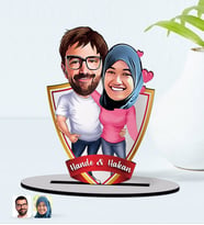 BK Gift Kişiye Özel İsimli Sevgililer Karikatürlü Ahşap Biblo Model-58
