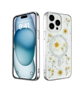 iPhone 14 Pro Max Kılıf Daisy Simli Magsafe Kapak - Gümüş