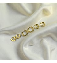 Lorivelle VIP 3'lü Set Minimal Halka Küpe Çelik 14K Altın Rengi Geometrik Toplu Kararmaz