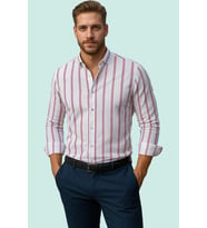 Erkek Çizgili Düğmeli Yaka Uzun Kollu Slim Fit Gömlek Modern Şıklık İdeal Seçim Günlük Konfor