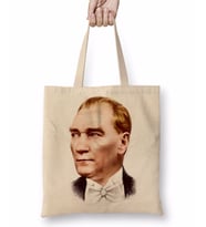 Mustafa Kemal Atatürk 04 Bez Çanta Uzun Saplı