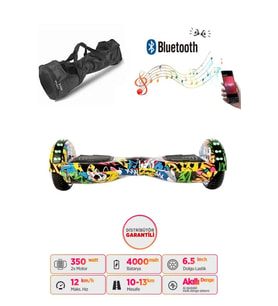 CityMate Elektrikli Kaykay Full Ledli Hoverboard Bluetooth Hoparlörlü 6.5 Inch Çanta Hediyeli