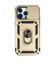Apple İphone 14 Pro Max Kılıf Pars Lens Yüzüklü Silikon - Gold