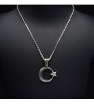 589 Ay Yıldız Figürlü Gümüş Kolye