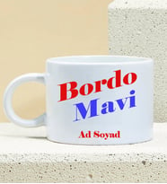 Kişiye Özel Bordo Mavi Taraftar Tasarımlı Porselen Kupa Nescafe Fincanı