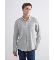 LCWAIKIKI Classic Yeşil Regular Fit Uzun Kollu Armürlü Erkek Gömlek