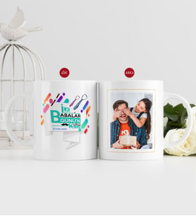 BK Gift Kişiye Özel Babalar Günü Hediyesi Fotoğraflı Kupa Bardak-64 (Beyaz)