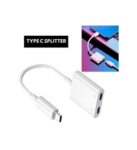 5067 Type C To Kulaklık Hızlı Şarj Giriş Çevirici Çoklayıcı Çoğaltıcı Splitter Adaptör