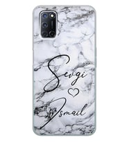 Oppo BeyazMermer Tasarımlı Şeffaf Telefon Kılıfı