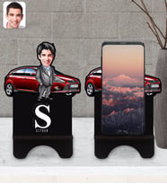 BK Gift Kişiye Özel Plakalı Erkek Ford Focus Karikatürlü Ahşap Biblo Telefon Standı-1