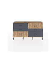 Arges Konsol 2 Raflı 4 Çekmeceli 4 Kapaklı 176x30x99 Çam-Çam/Antrasit