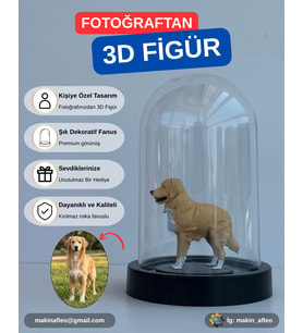 Fanus İçinde Kişiye Özel 3D Evcil Hayvan Figür (10cm)