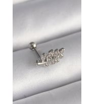 316L Çelik Gümüş Renk Zirkon Taşlı Dal Tragus Piercing - TJ-PR1259