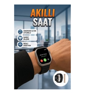 Android ve iOS Uyumlu Akıllı Saat – Nabız, Tansiyon ve SpO2 Ölçümü, Sesli Asistan