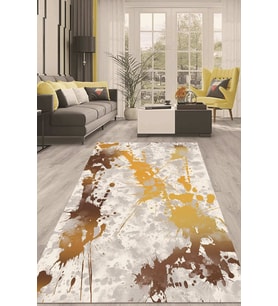 Dijital Kaymaz Taban Yıkanabilir Modern Renkli Salon Halısı Mutfak Halısı Yolluk ND-HT-1303 (Kahverengi)