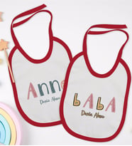 BK Kids Kişiye Özel Anne ve Baba Tasarımlı 2’li Kırmızı Mama Önlüğü-4