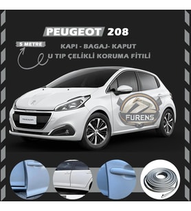 Peugeot 208 Oto Araç Kapı Koruma Fitili 5metre Parlak Gri Renk