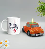 Yılbaşı Hediyesi BK Gift Kişiye Özel Yeni Yıl Tasarımlı Beyaz Kupa Bardak ve Plakalı Nostaljik Vosvos Mum Hediye Seti-11, Sevgiliye, Arkadaşa Hediye