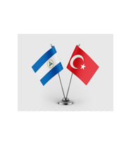 Nikaragua Bayrağı ve Türk Bayrağı İkili Saten Masa Bayrağı Takımı