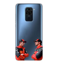 Xiaomi Redmi Note 9 Uyumlu Carlos Sainz ve Charles Leclerc Formula 1 Desenli Şeffaf Kılıfı