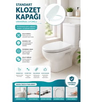 Standart Klozet Kapak Seti Hijyenik Yüzey Kaydırmaz Pedli Universal Uyumlu