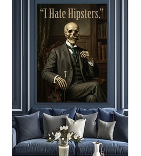 İskelet Beyefendi Ve I Hate Hipsters Dekoratif Kanvas - Mdf Ahşap Tablo