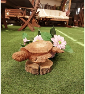 Urladan Garden Tik Ağacı Ahşap Kaplumbağa Dekoratif Ürün