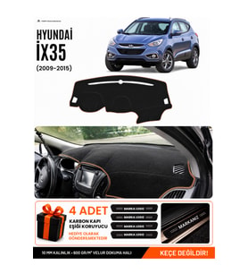 e-biz HYUNDAİ İX35 (2009-2015) Uyumlu Torpido Örtüsü, Torpido Kılıfı - Siyah-Kahverengi - HU006
